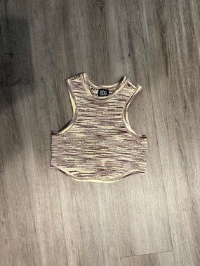 BDG Marled Purple & Cream Ribbed Crop Tank